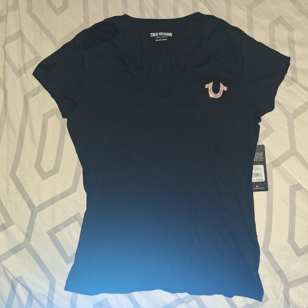 True Religion Rhinestone Short Sleeve Top